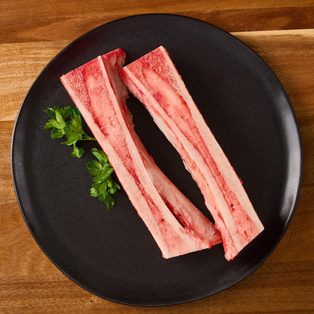 Raw Marrow Wagyu Marrow Bones — Canoe Cut | Long Hill Wagyu